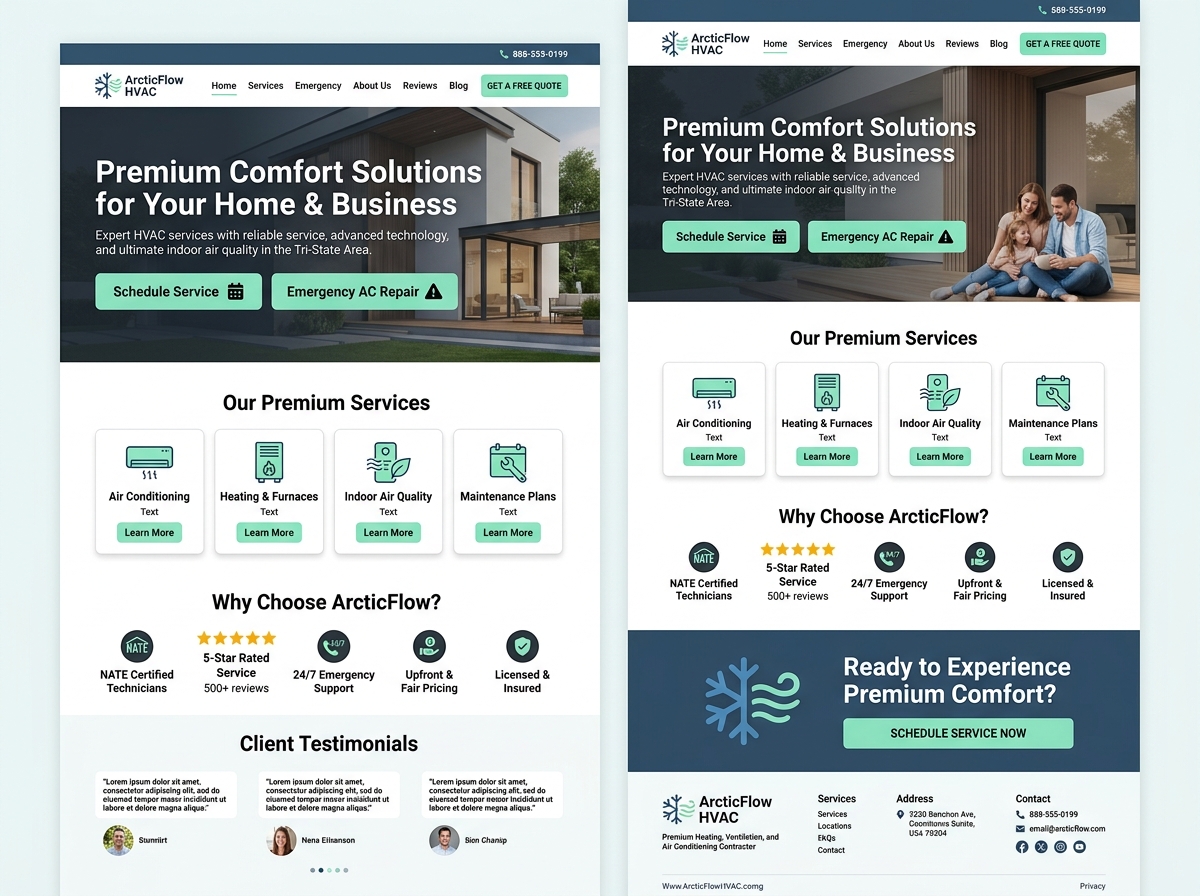 HVAC contractors - web design